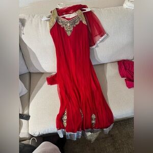Elegant Red salwar with Gold Accents